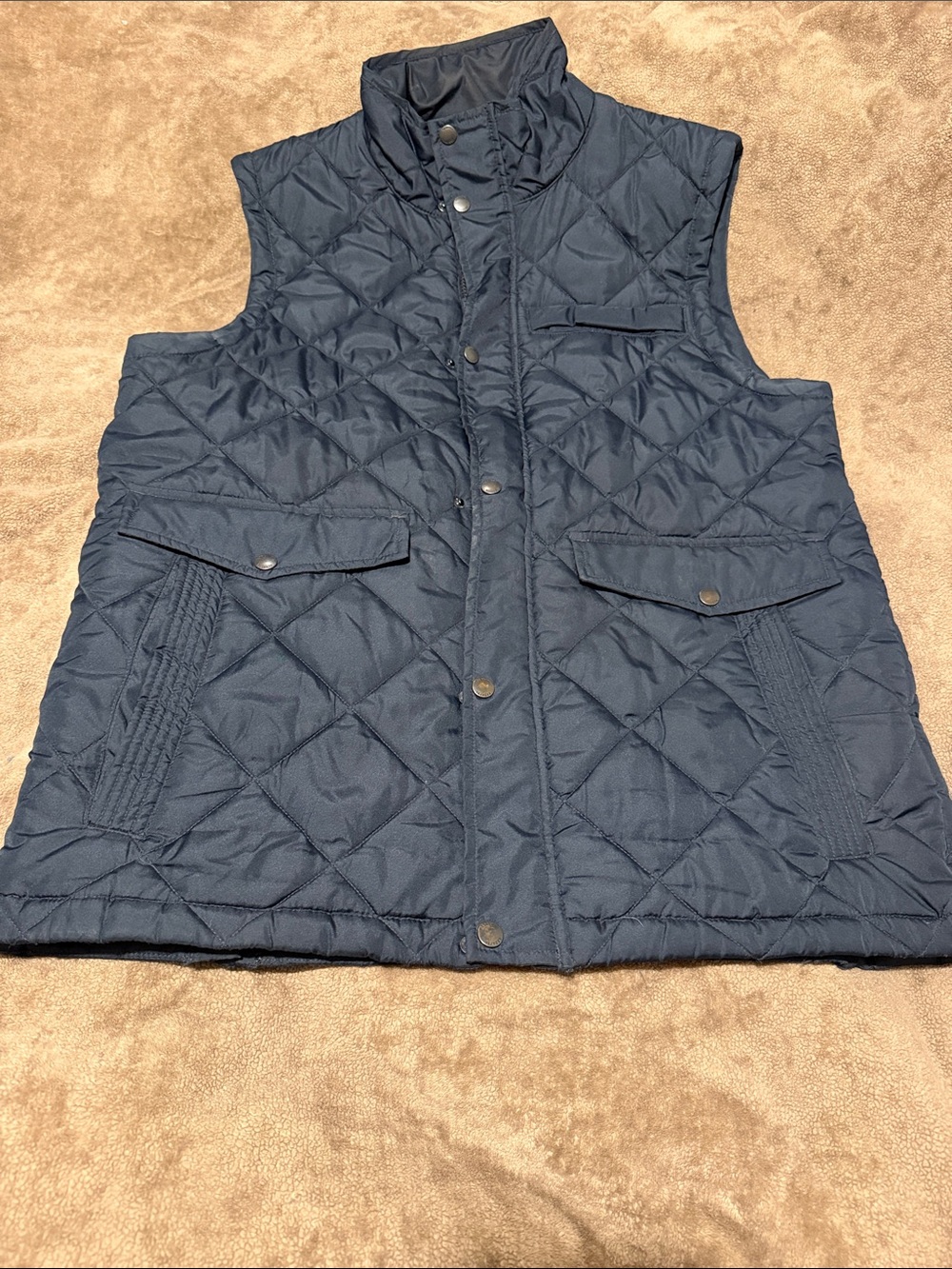 Quilted Navy Sleeveless Puffer Vest - Lightweight Layering